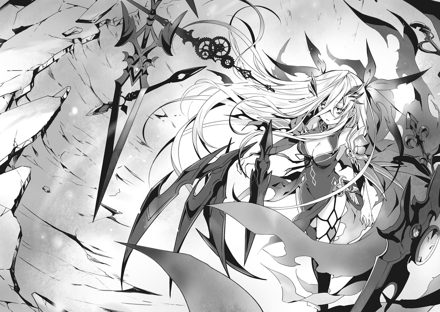 date_a_live honjou_nia_(date_a_live) monochrome tsunako