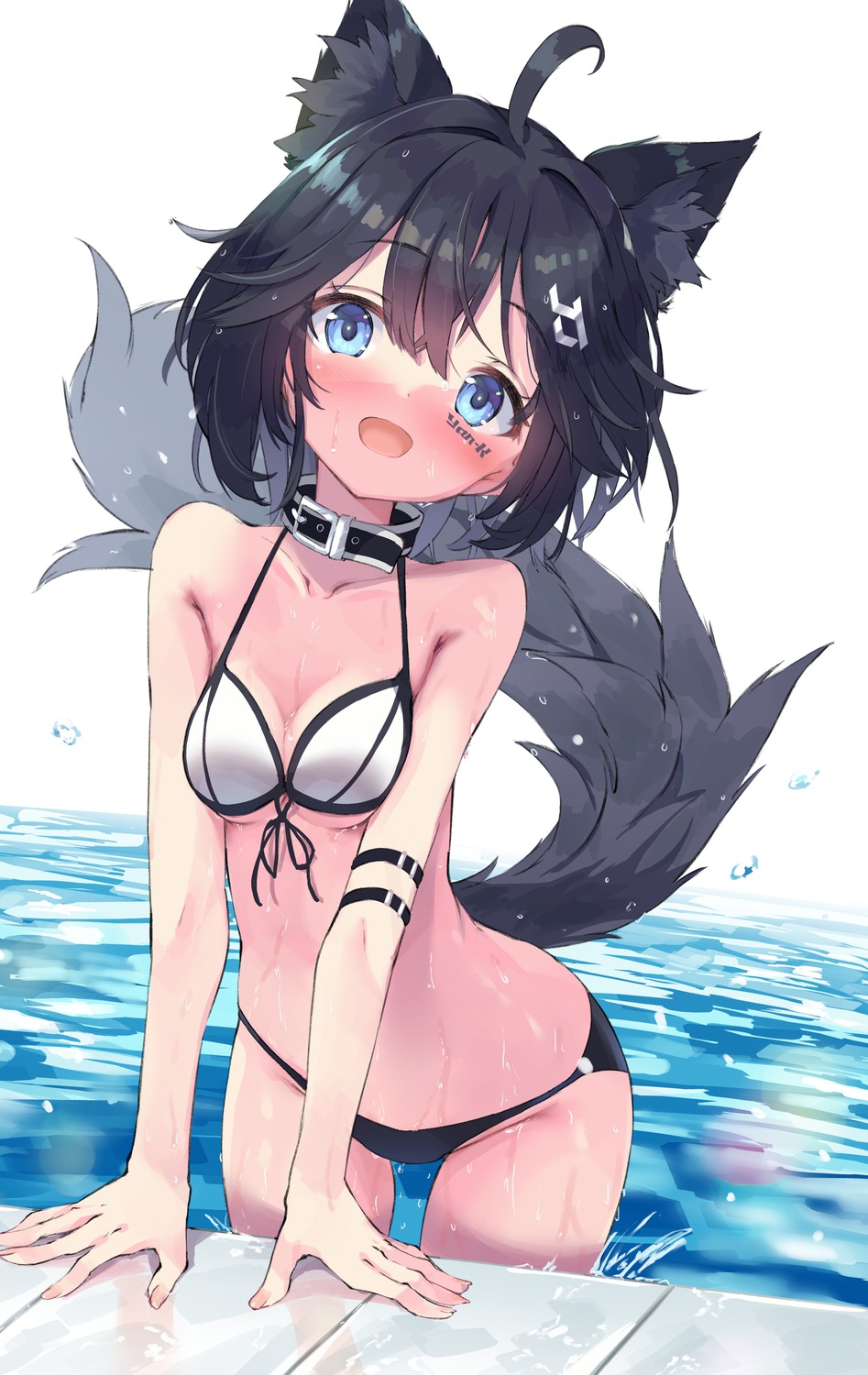 animal_ears bikini cleavage nyahu_(nyahu_77) swimsuits tail wet