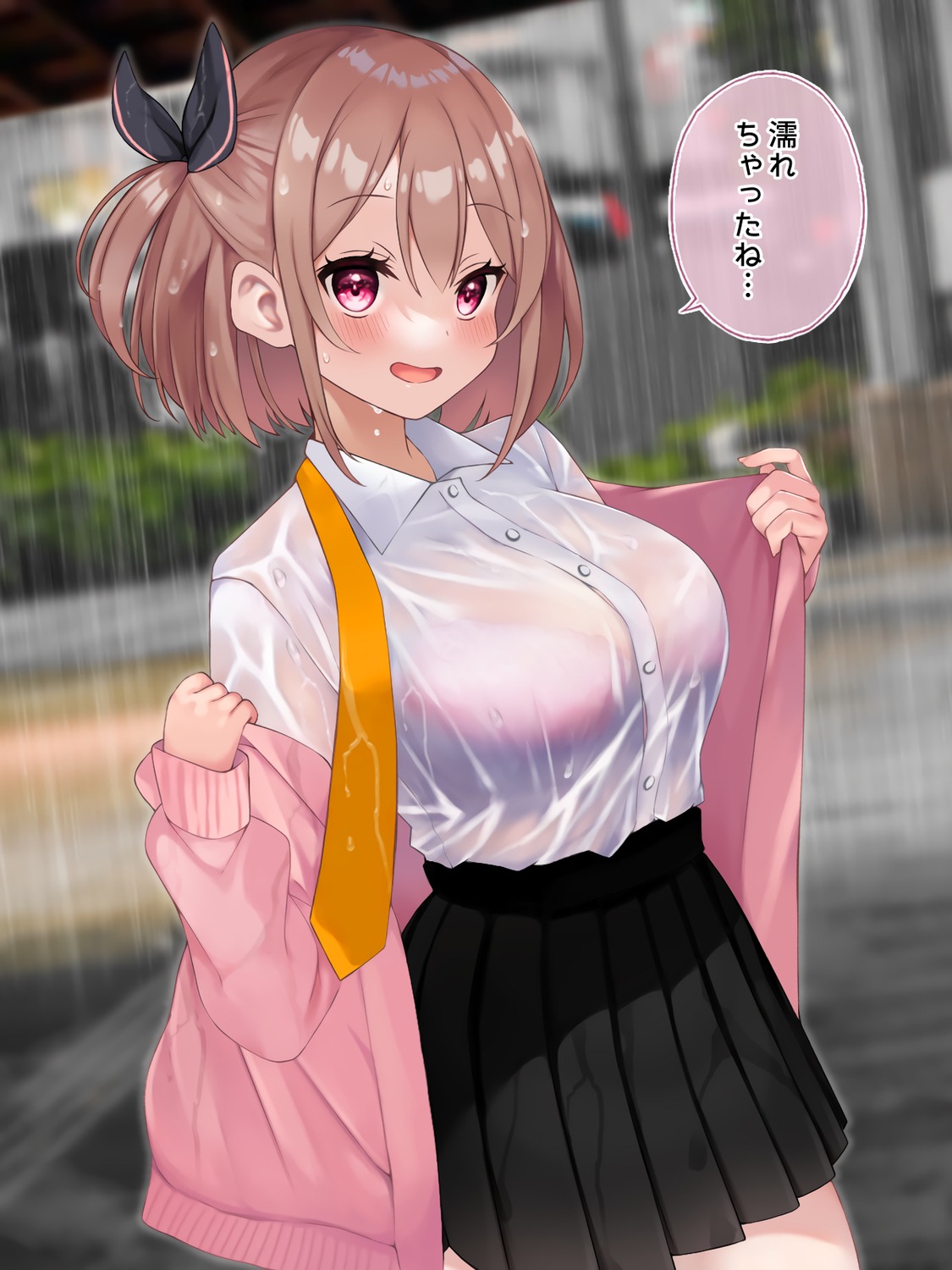 bra sabi1234 see_through seifuku sweater undressing wet wet_clothes
