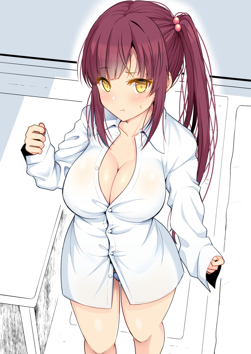 dress_shirt no_bra open_shirt pantsu see_through takeyuu