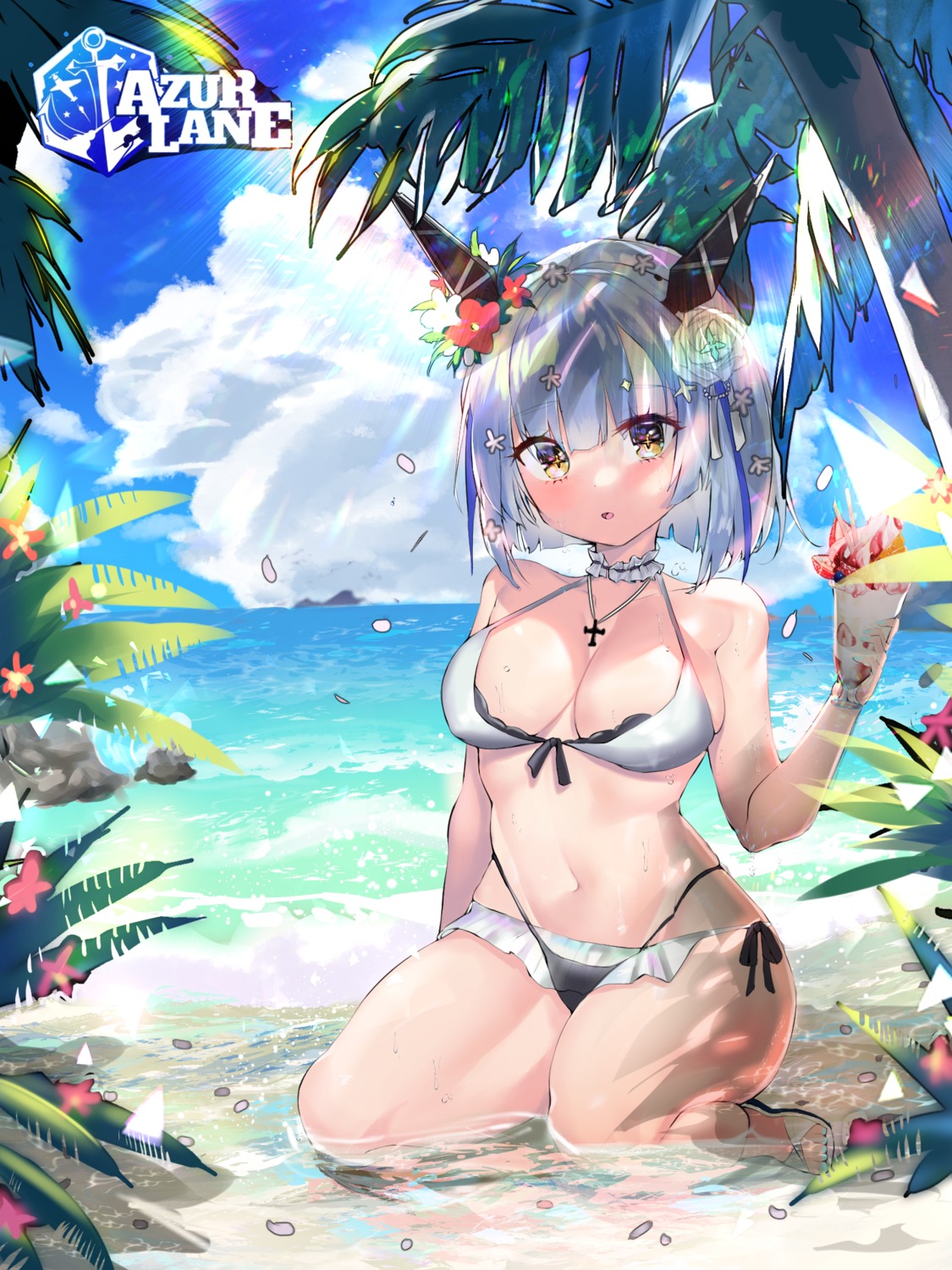 azur_lane bikini cherrymaru gascogne_(azur_lane) see_through swimsuits wet