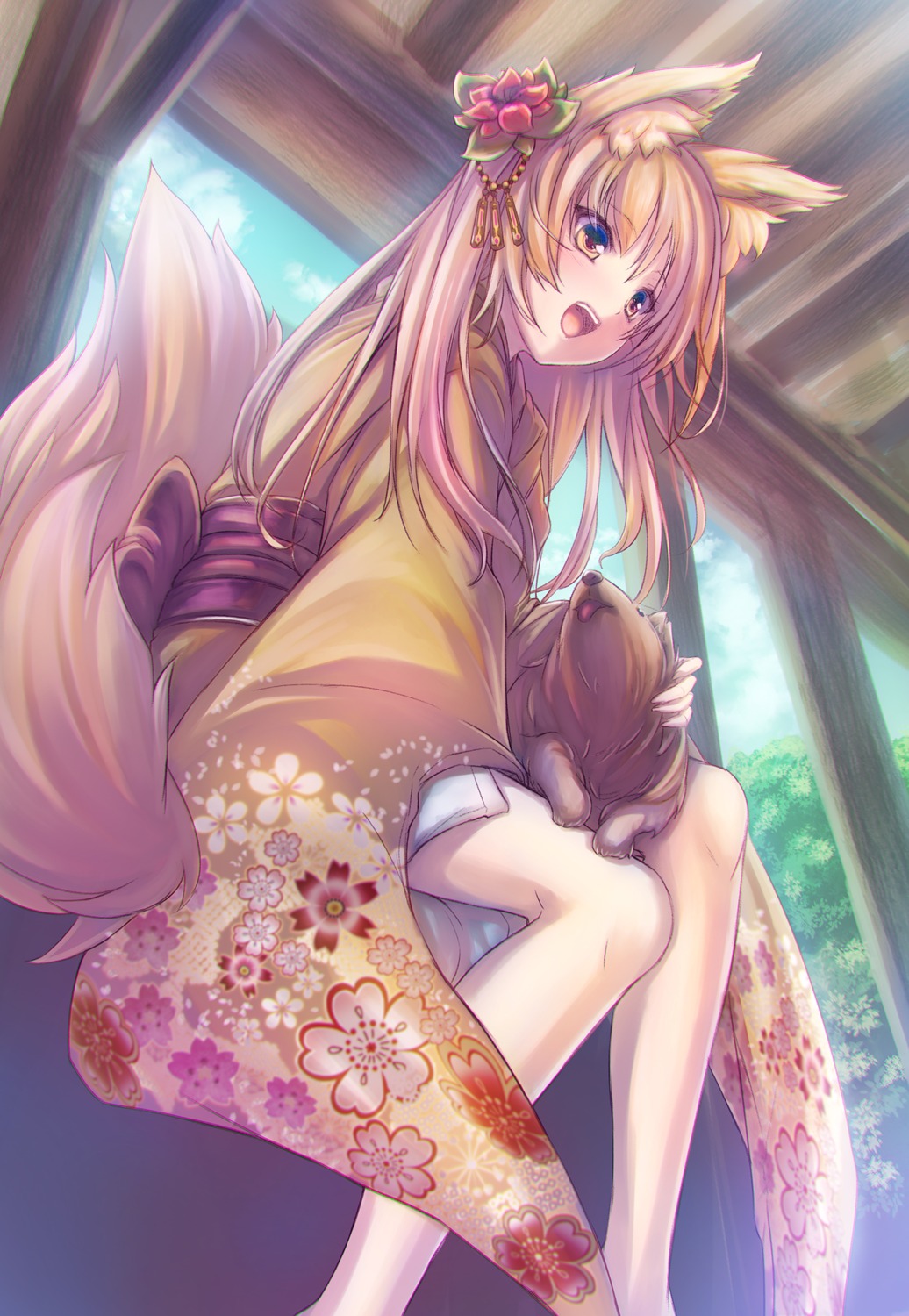 animal_ears japanese_clothes tail tenmaso