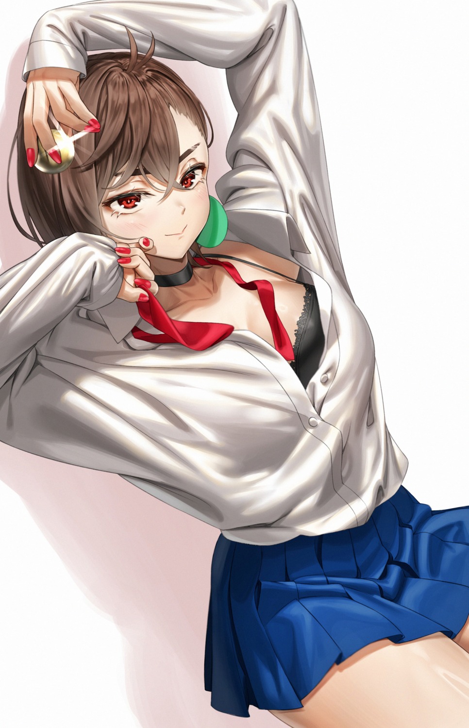 ayase_momo bra dandadan open_shirt pixel_(yuxian) seifuku