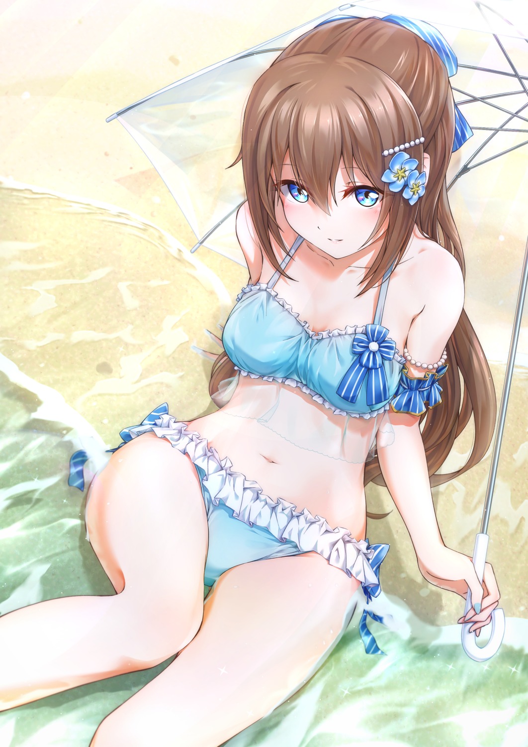 bikini love_live!_nijigasaki_high_school_idol_club ousaka_shizuku swimsuits umbrella wet yuuren