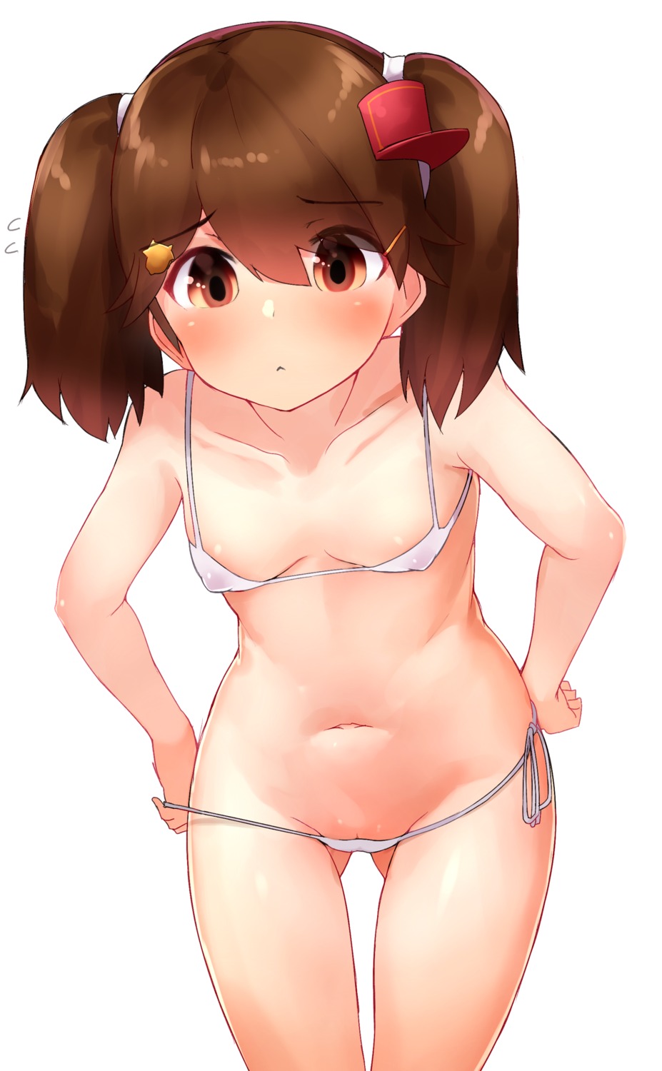 bikini boruhis erect_nipples kantai_collection loli panty_pull pussy ryuujou_(kancolle) swimsuits undressing