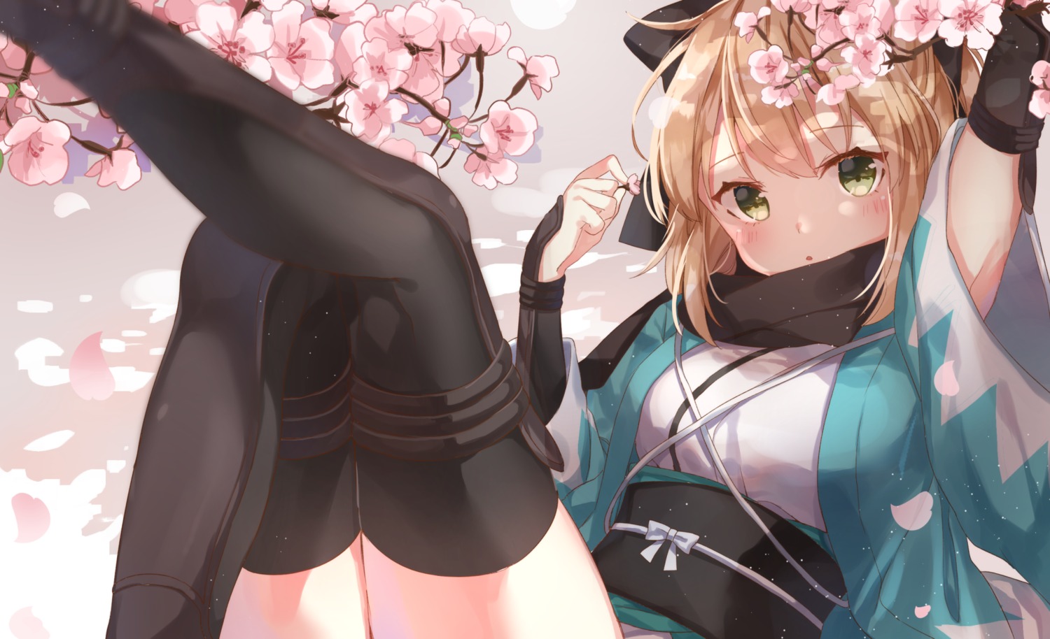 fate/grand_order japanese_clothes jimmy okita_souji_(fate) thighhighs