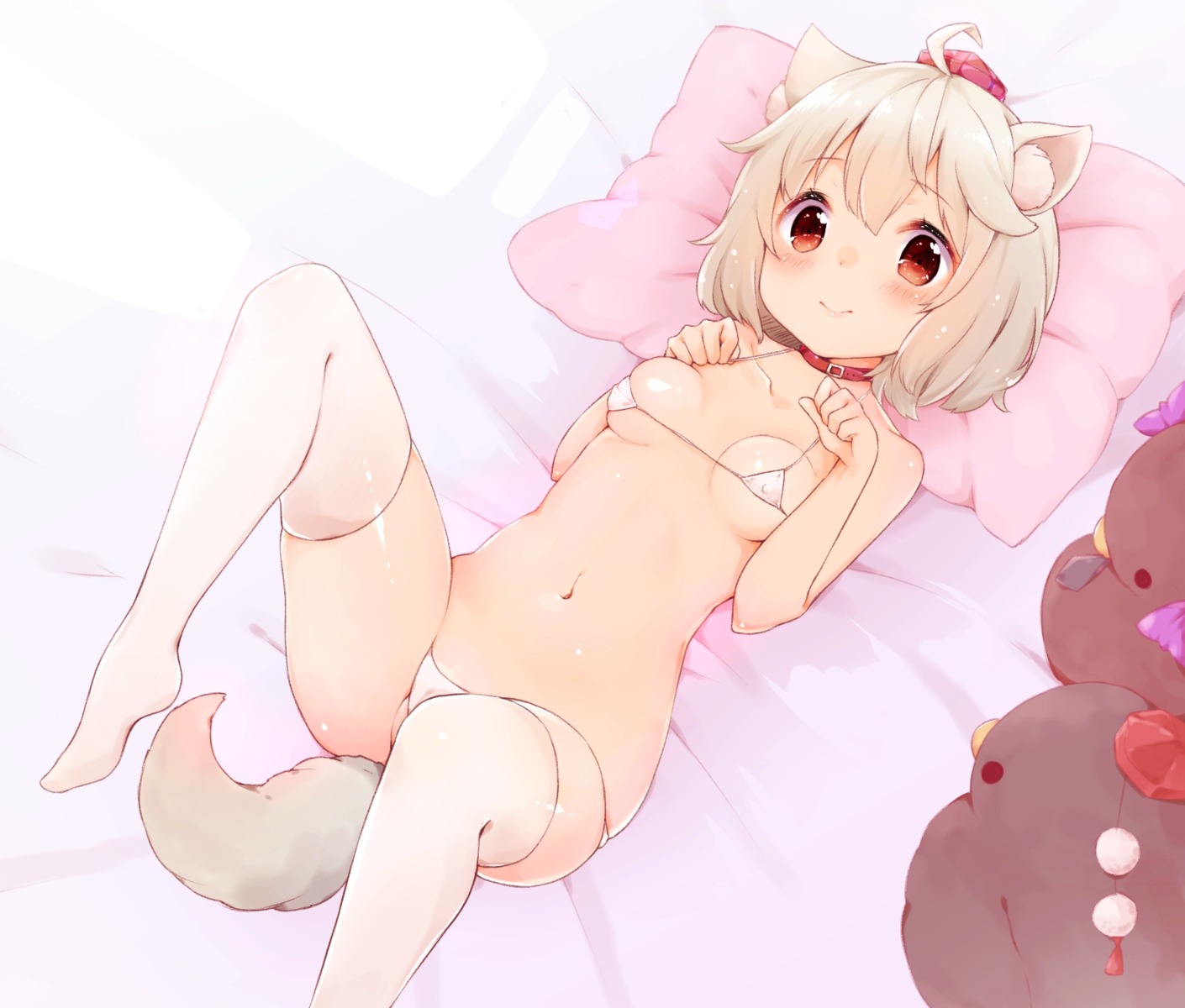 animal_ears azuki_(krps-hano) bikini cameltoe erect_nipples inubashiri_momiji loli swimsuits tail touhou