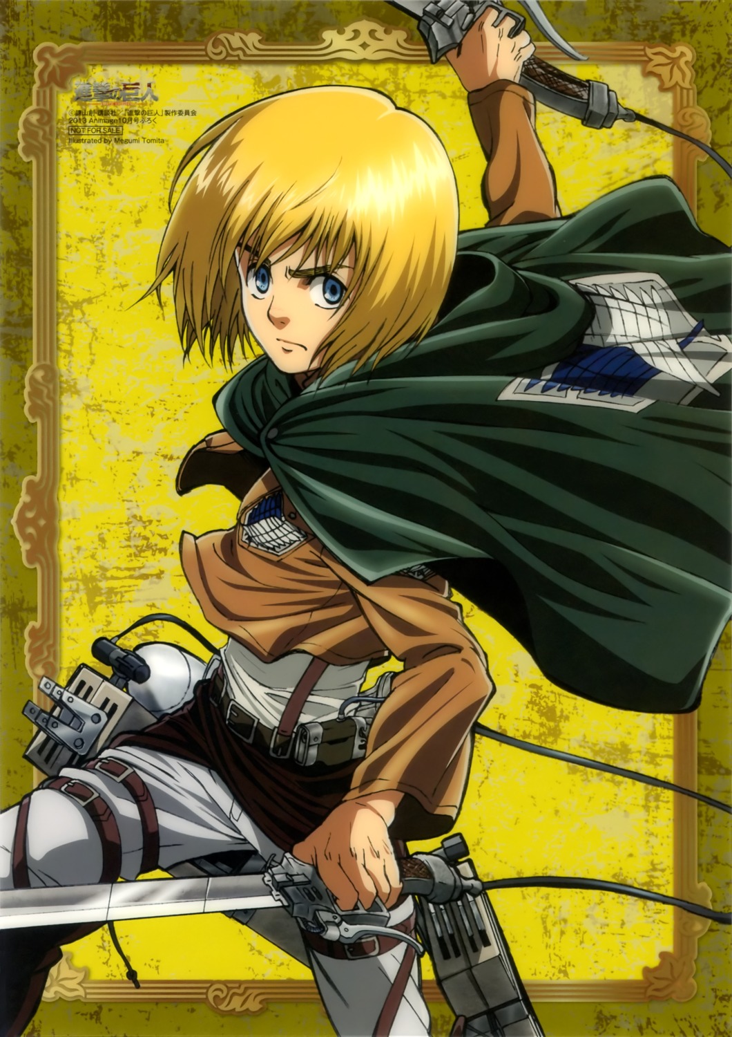 armin_arlelt male shingeki_no_kyojin sword tomita_megumi uniform