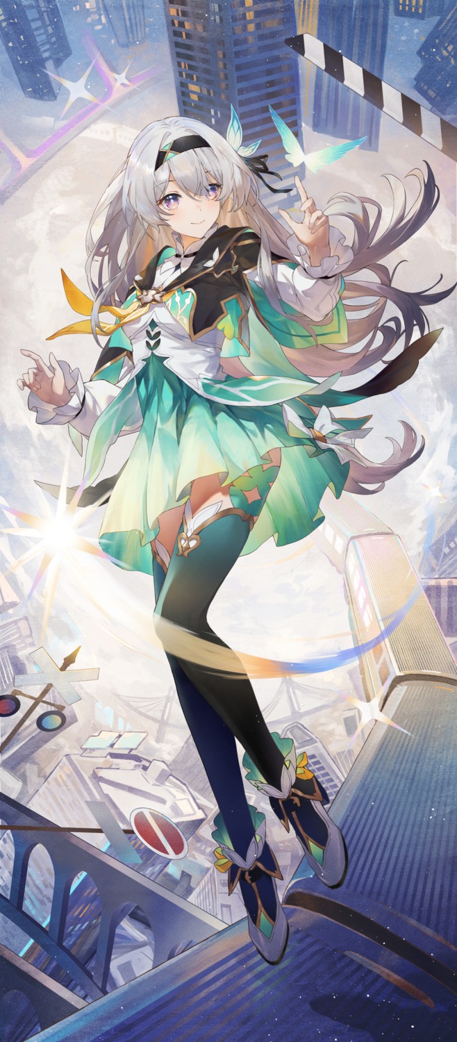 dress firefly heels honkai:_star_rail skirt_lift swkl:d thighhighs