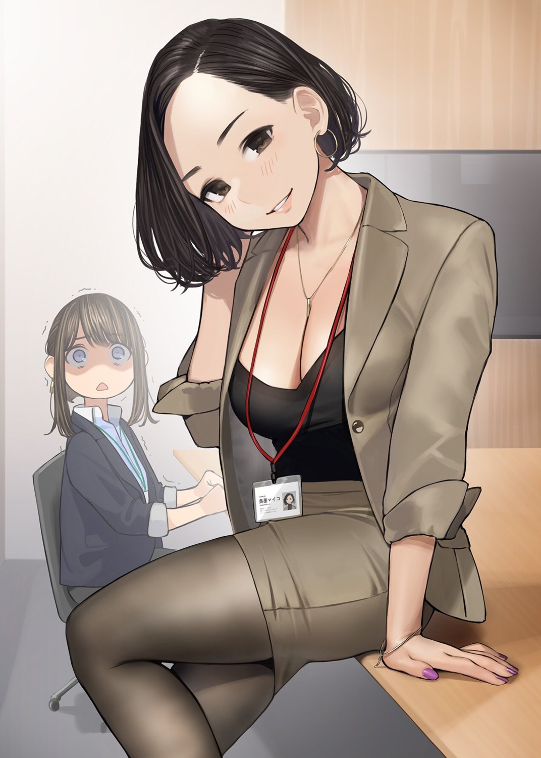 business_suit cleavage ganbare_douki-chan pantyhose yom