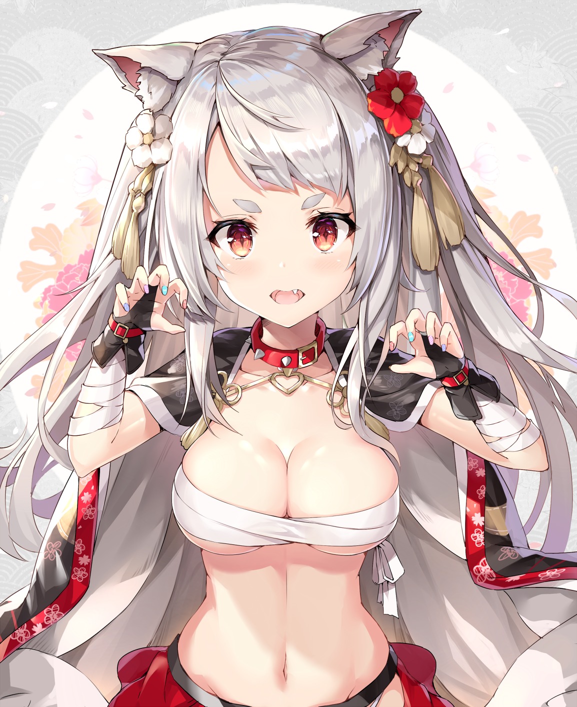 animal_ears azur_lane cleavage rin_yuu sarashi underboob yuudachi_(azur_lane)