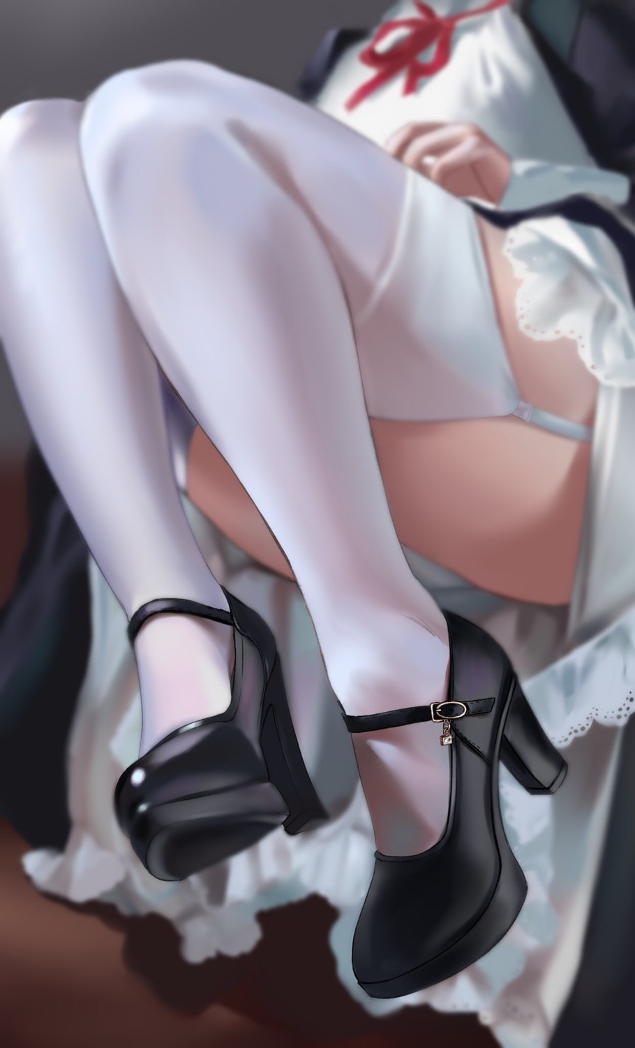 heels maid pantsu skirt_lift stockings tagme thighhighs