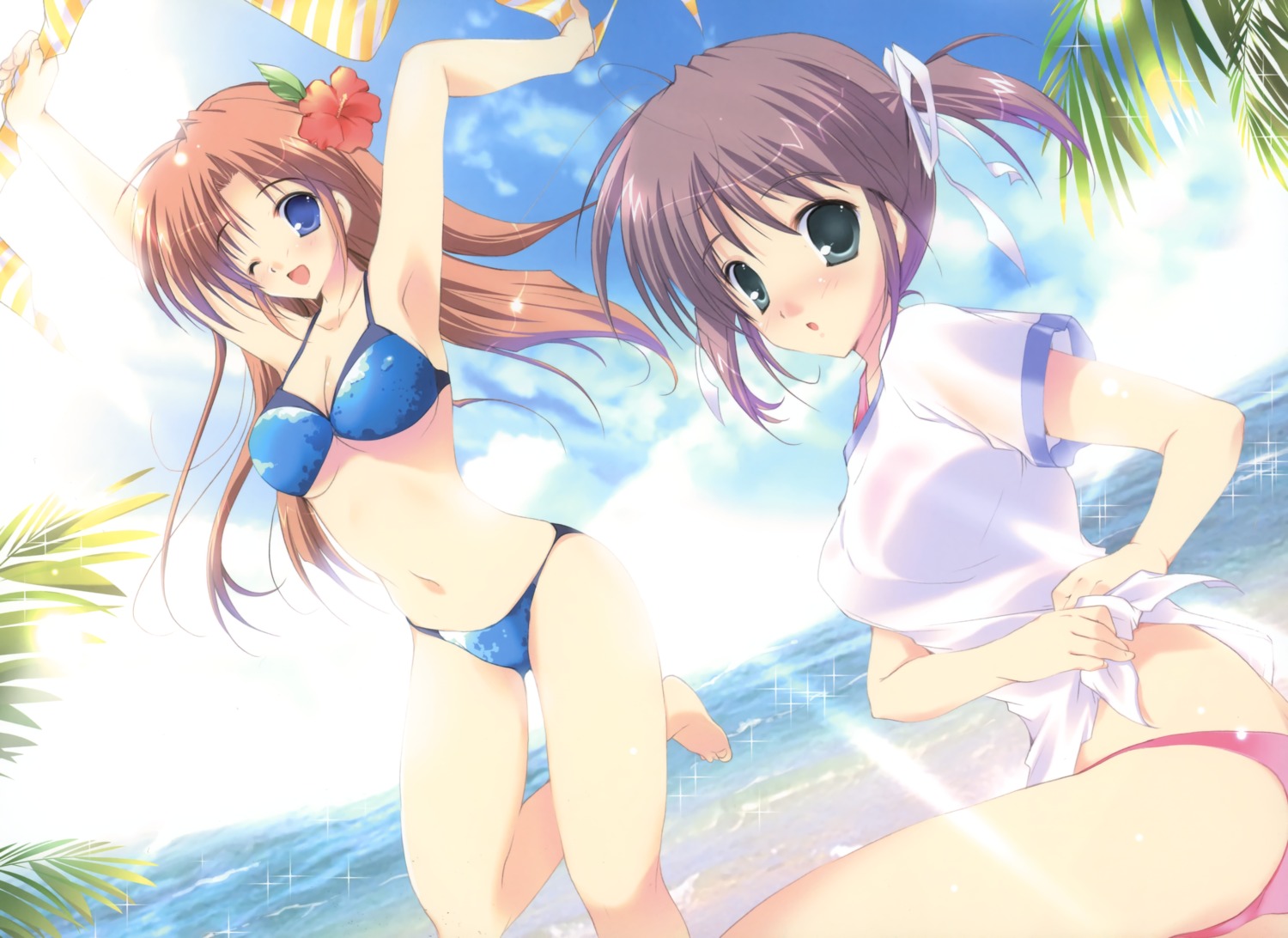 asagiri_mai august bikini cleavage mikeou see_through swimsuits takamizawa_natsuki underboob yoake_mae_yori_ruriiro_na