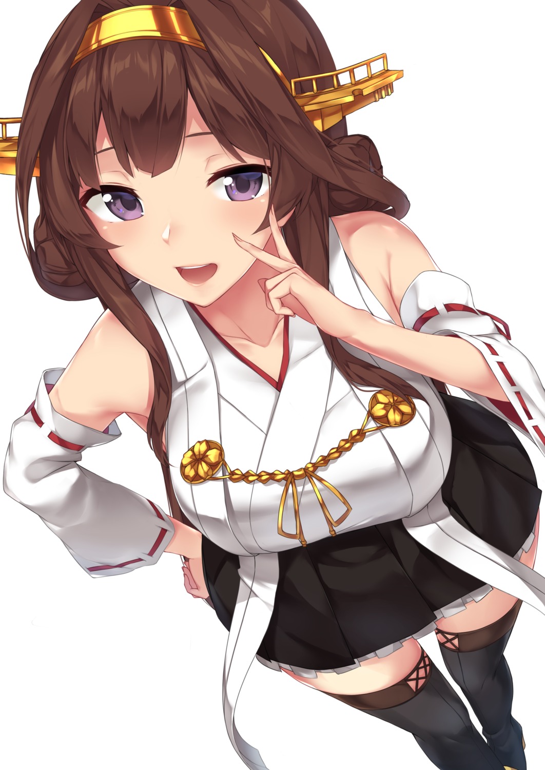 hinacalibur kantai_collection kongou_(kancolle) thighhighs