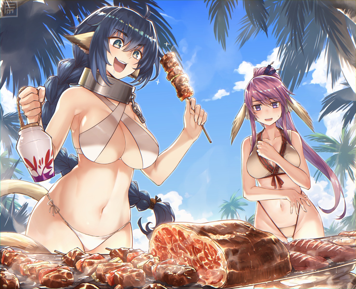 animal_ears bikini cleavage fumafu karura pointy_ears swimsuits tail touka utawarerumono utawarerumono_itsuwari_no_kamen wings