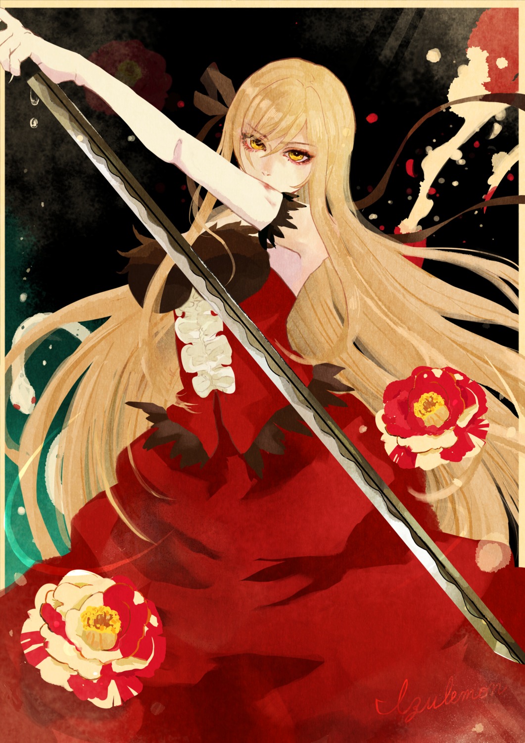 bakemonogatari dress izu_lemon kissshot_acerolaorion_heartunderblade kizumonogatari monogatari_(series) sword