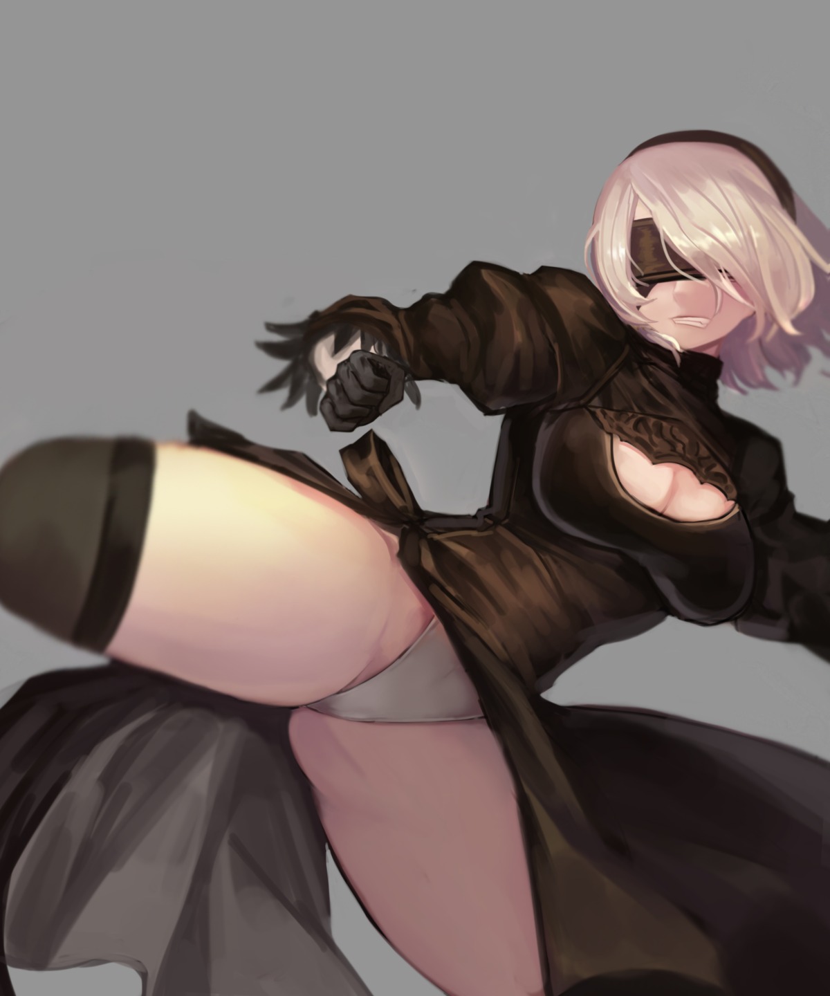 cleavage dress kibellin leotard nier nier_automata thighhighs yorha_no.2_type_b