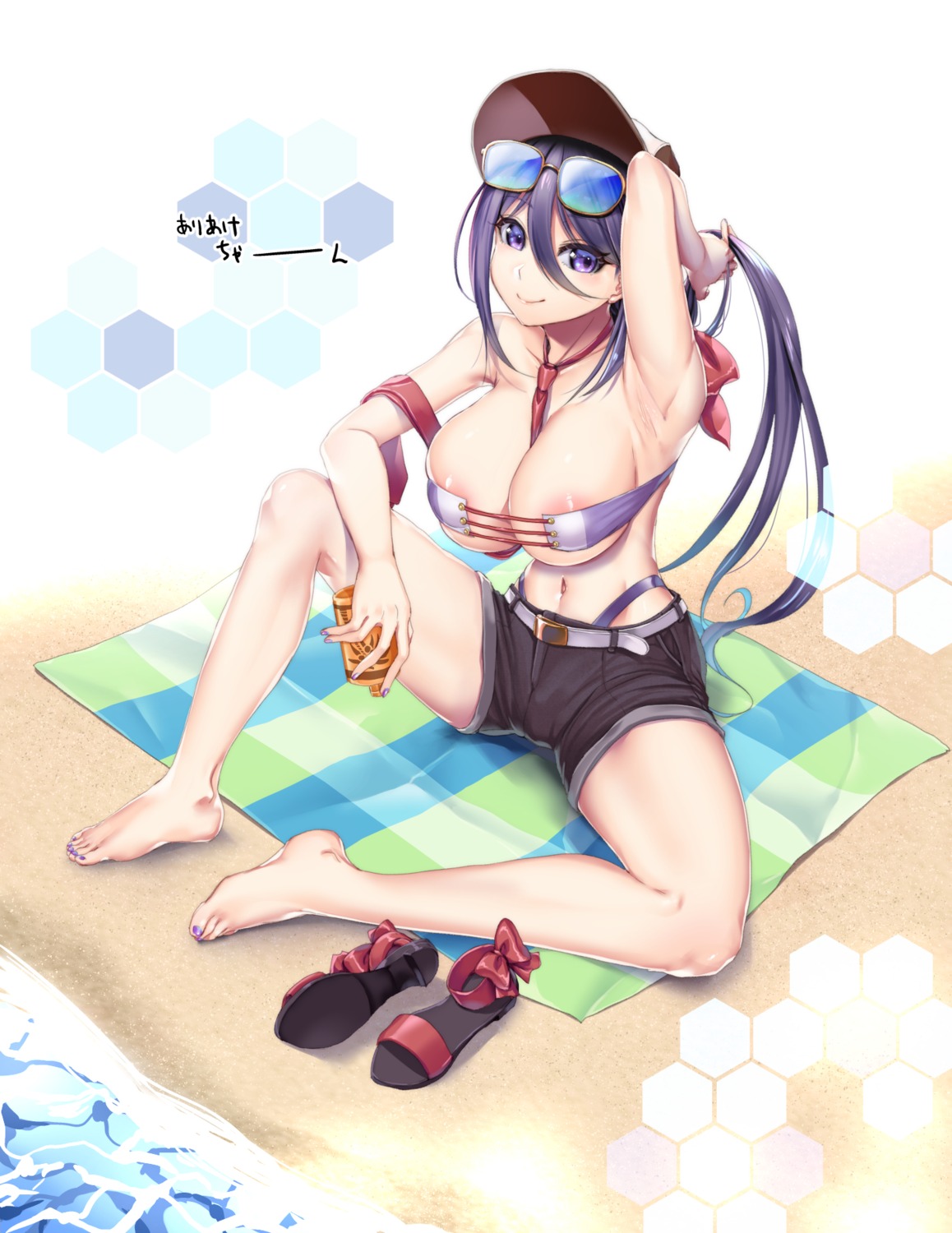 areola ariake_(kancolle) bikini feet kakisaki_kousei kantai_collection megane swimsuits