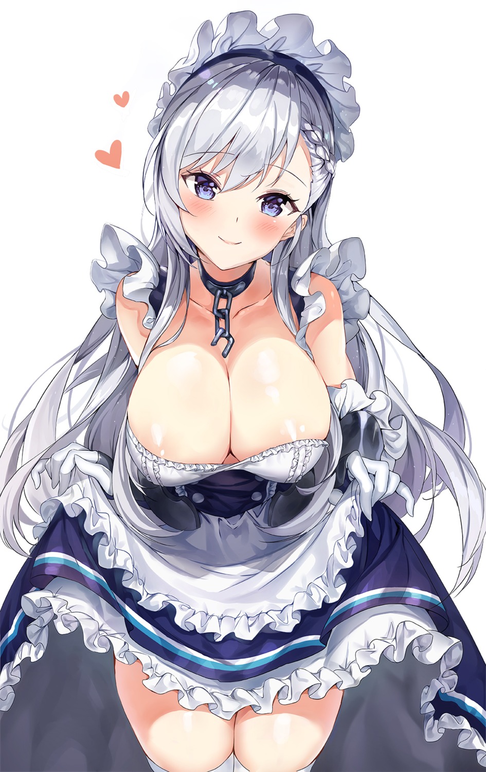 azur_lane belfast_(azur_lane) maid narae pantsu skirt_lift thighhighs