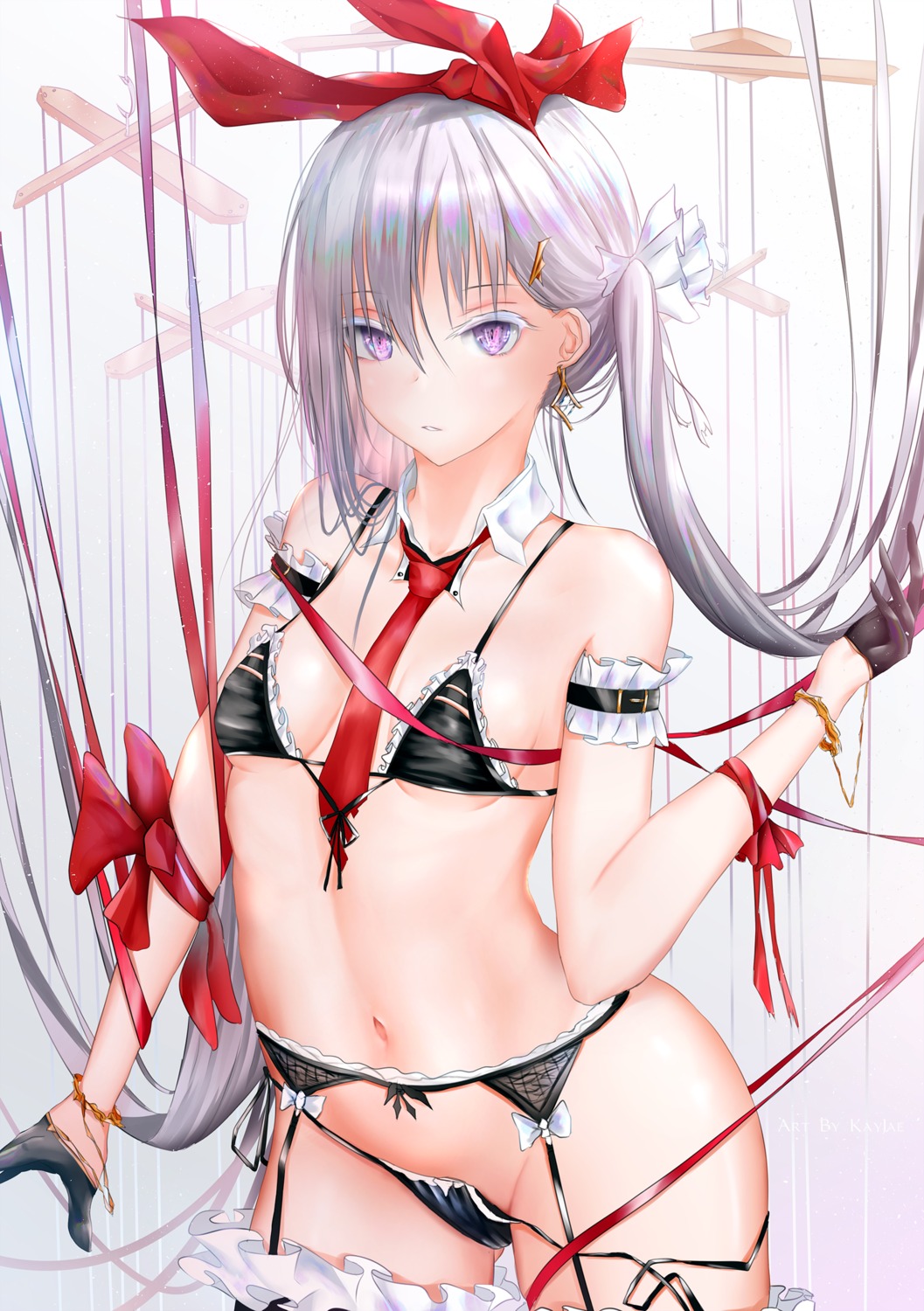 bikini garter_belt kayjae panty_pull stockings swimsuits thighhighs wardrobe_malfunction