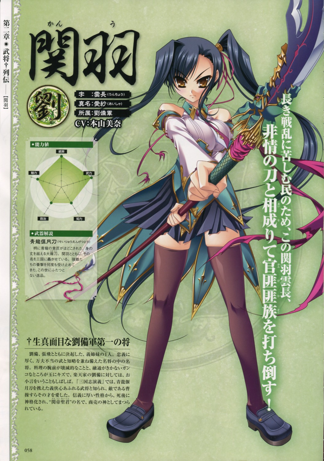 baseson kanu koihime_musou profile_page thighhighs weapon