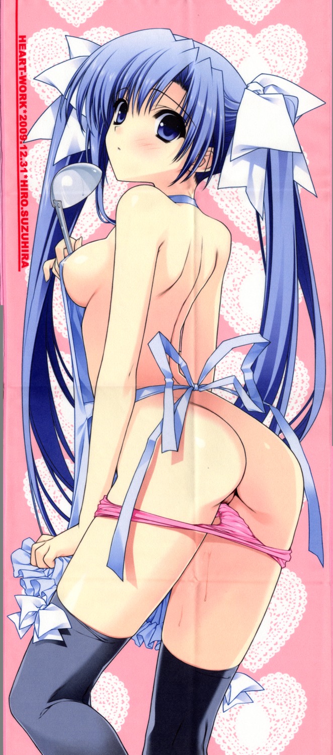 ass color_gap crease naked_apron panty_pull pussy_juice suzuhira_hiro thighhighs