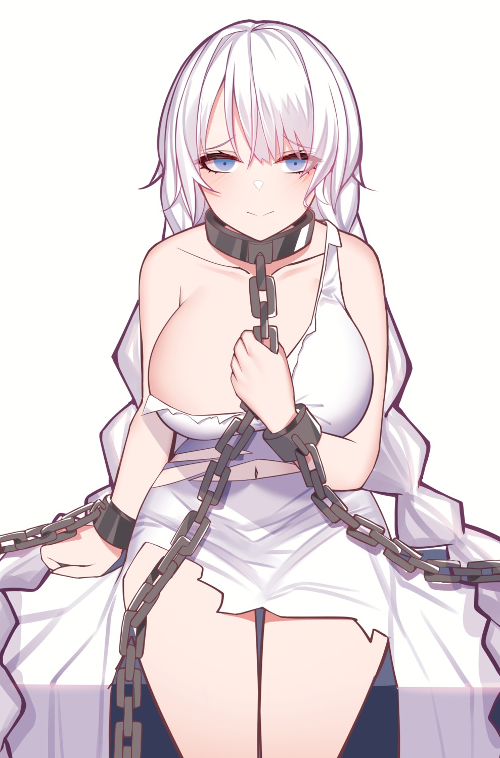 artist_revision avrora_(azur_lane) azur_lane bondage breast_hold dress no_bra siu_(siu0207) torn_clothes