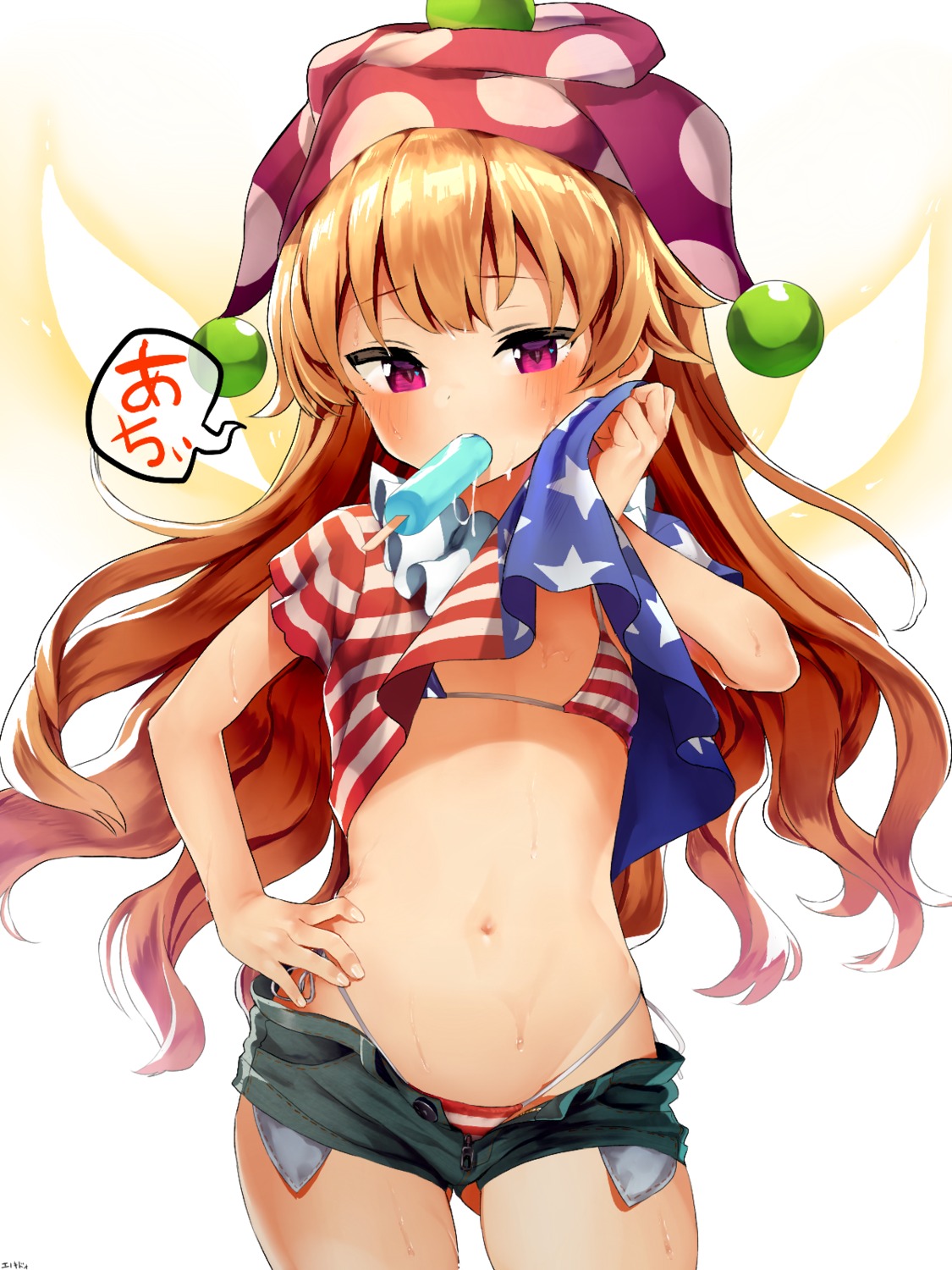 bikini clownpiece enoki_do shirt_lift swimsuits touhou