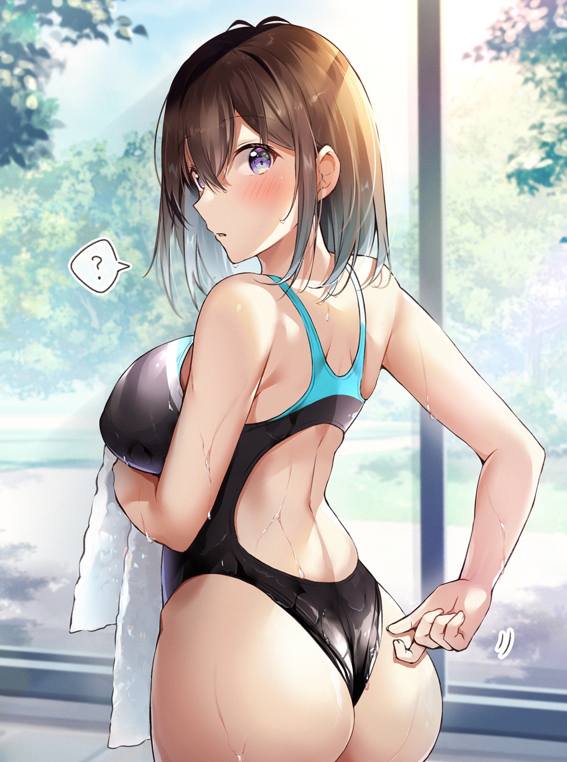 ass shiro_kuma_shake swimsuits wet