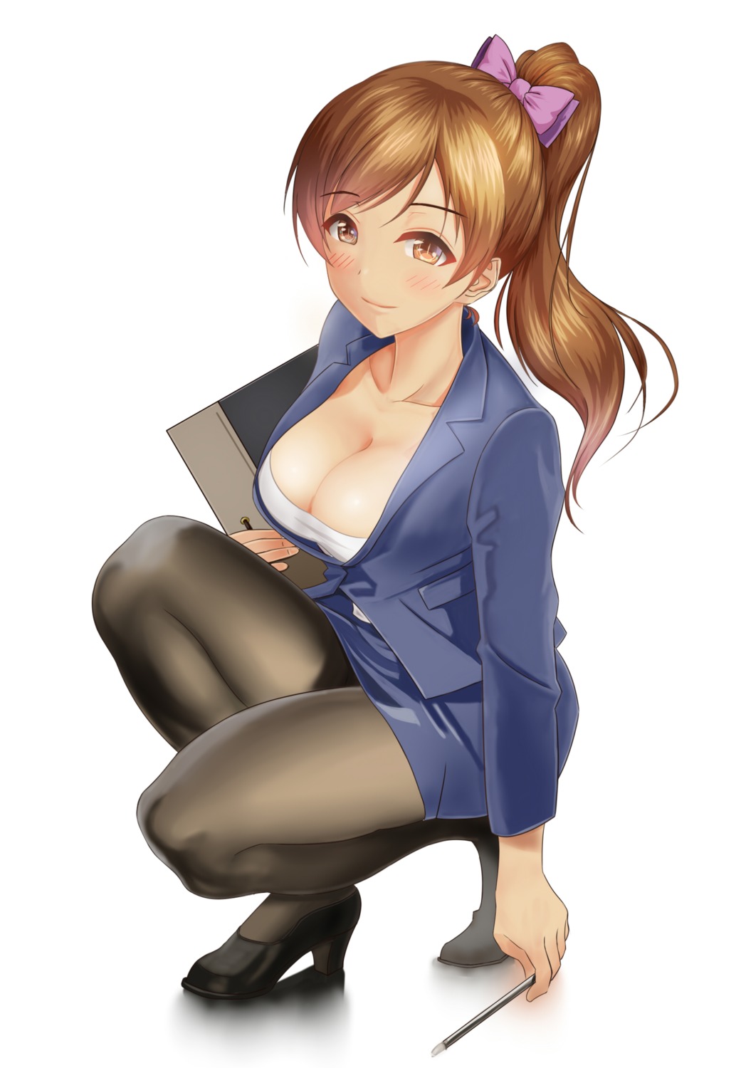 business_suit cleavage heels nitta_minami pantyhose skirt_lift takahiro-kun the_idolm@ster the_idolm@ster_cinderella_girls