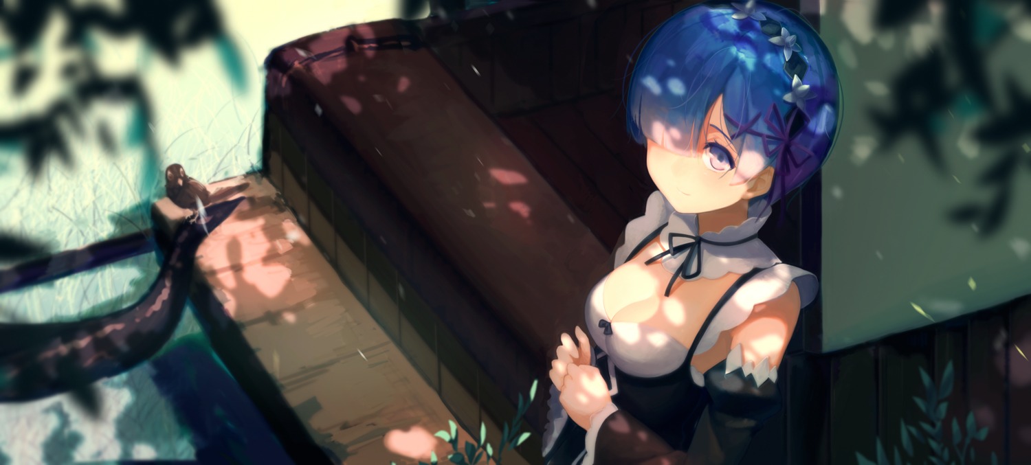 cleavage maid qiongsheng re_zero_kara_hajimeru_isekai_seikatsu rem_(re_zero)