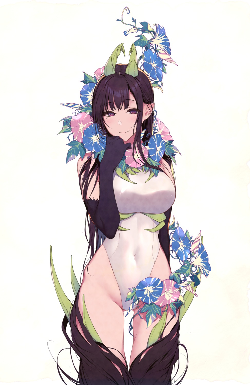 ane_naru_mono chiyo horns pochi_(pochi-goya) pointy_ears swimsuits thighhighs