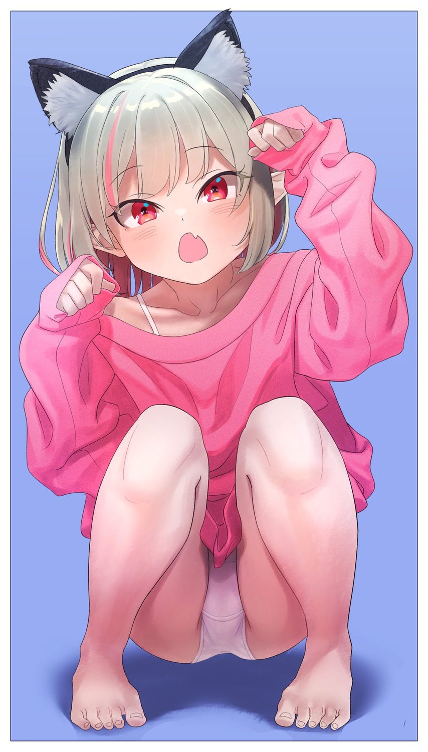 animal_ears feet loli makaino_ririmu nekomimi nijisanji nijisanji_gamers pantsu pointy_ears sabamen