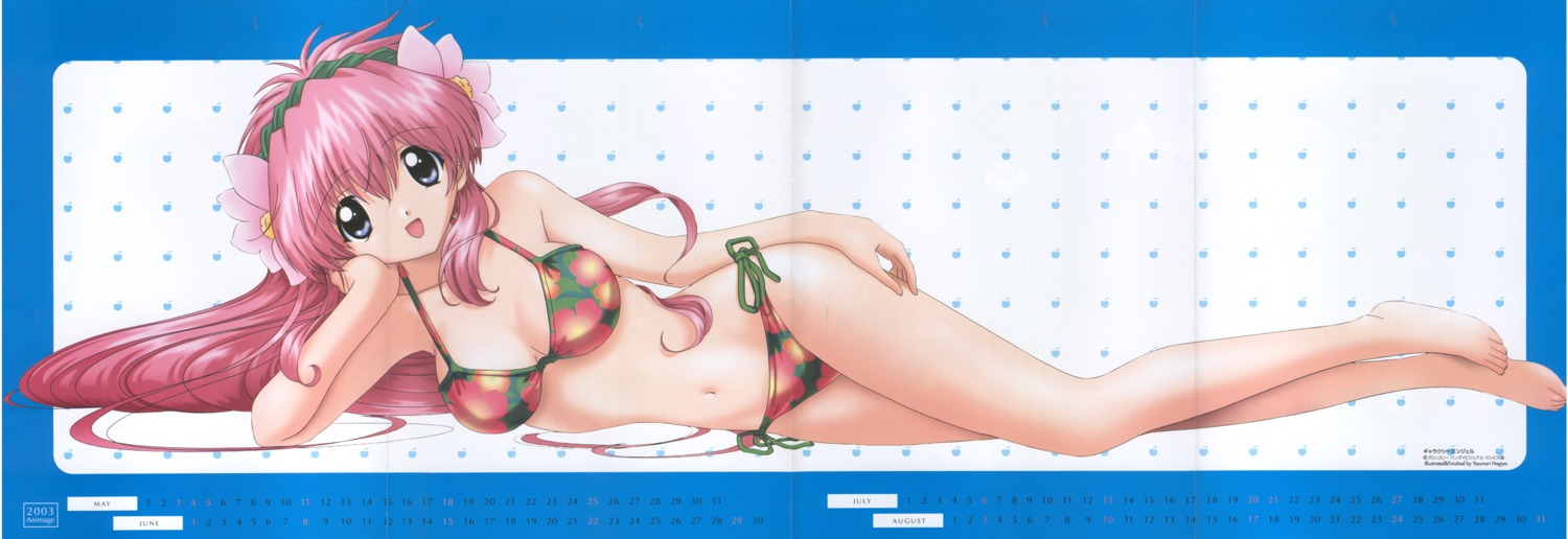 bikini calendar cleavage crease galaxy_angel hagiya_yasunari milfeulle_sakuraba swimsuits