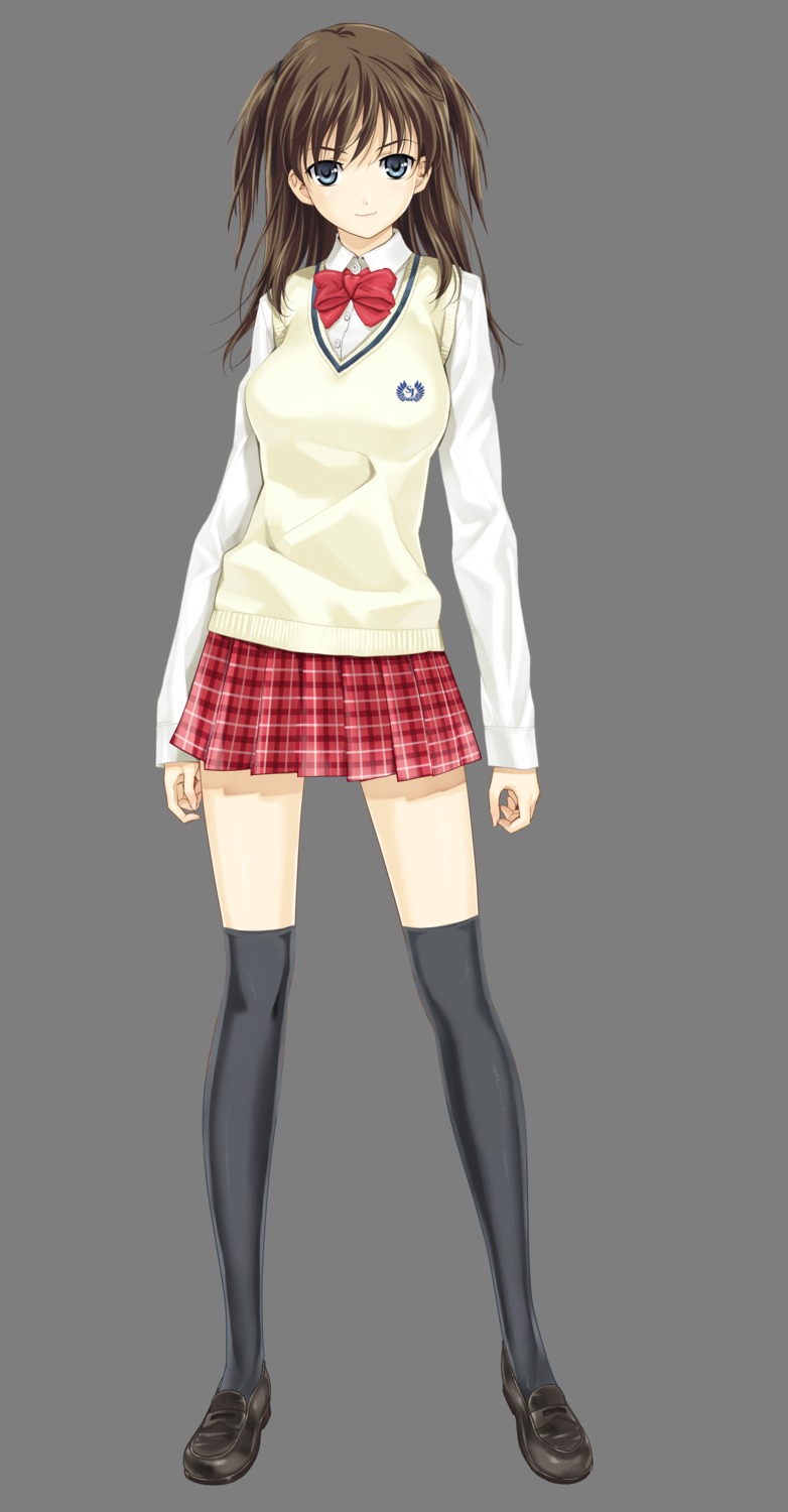 happoubi_jin iseshima_aya seifuku sweater thighhighs transparent_png zettai_shougeki_platonic_heart