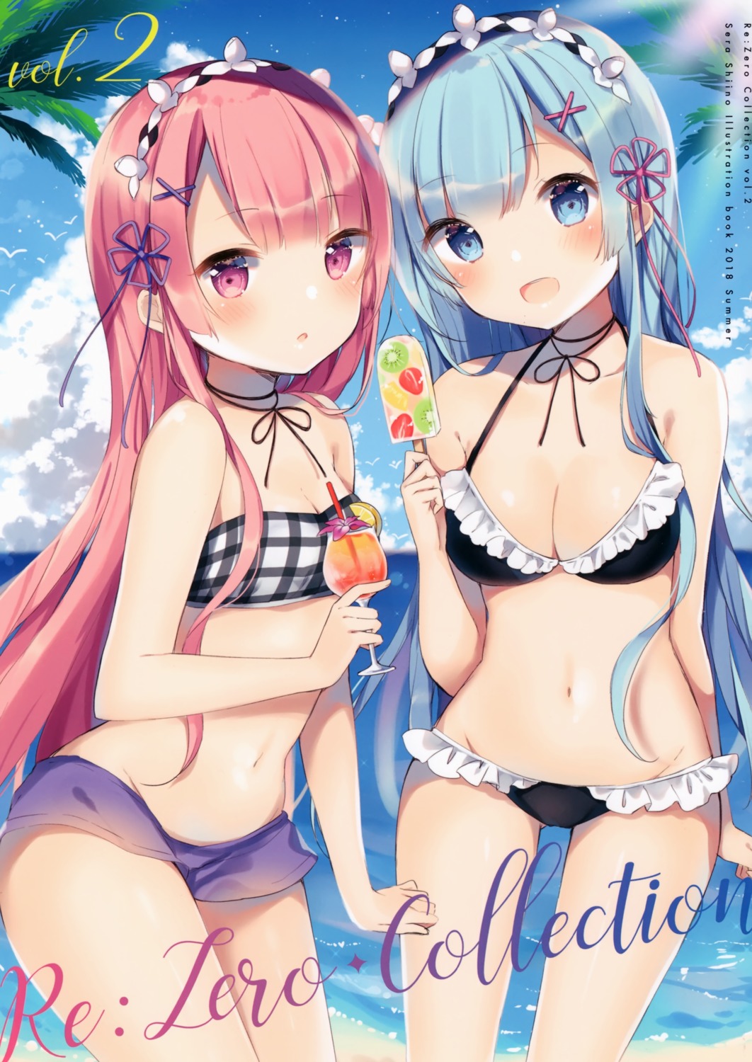 bikini gelatin* maid ram_(re_zero) re_zero_kara_hajimeru_isekai_seikatsu rem_(re_zero) shiino_sera swimsuits