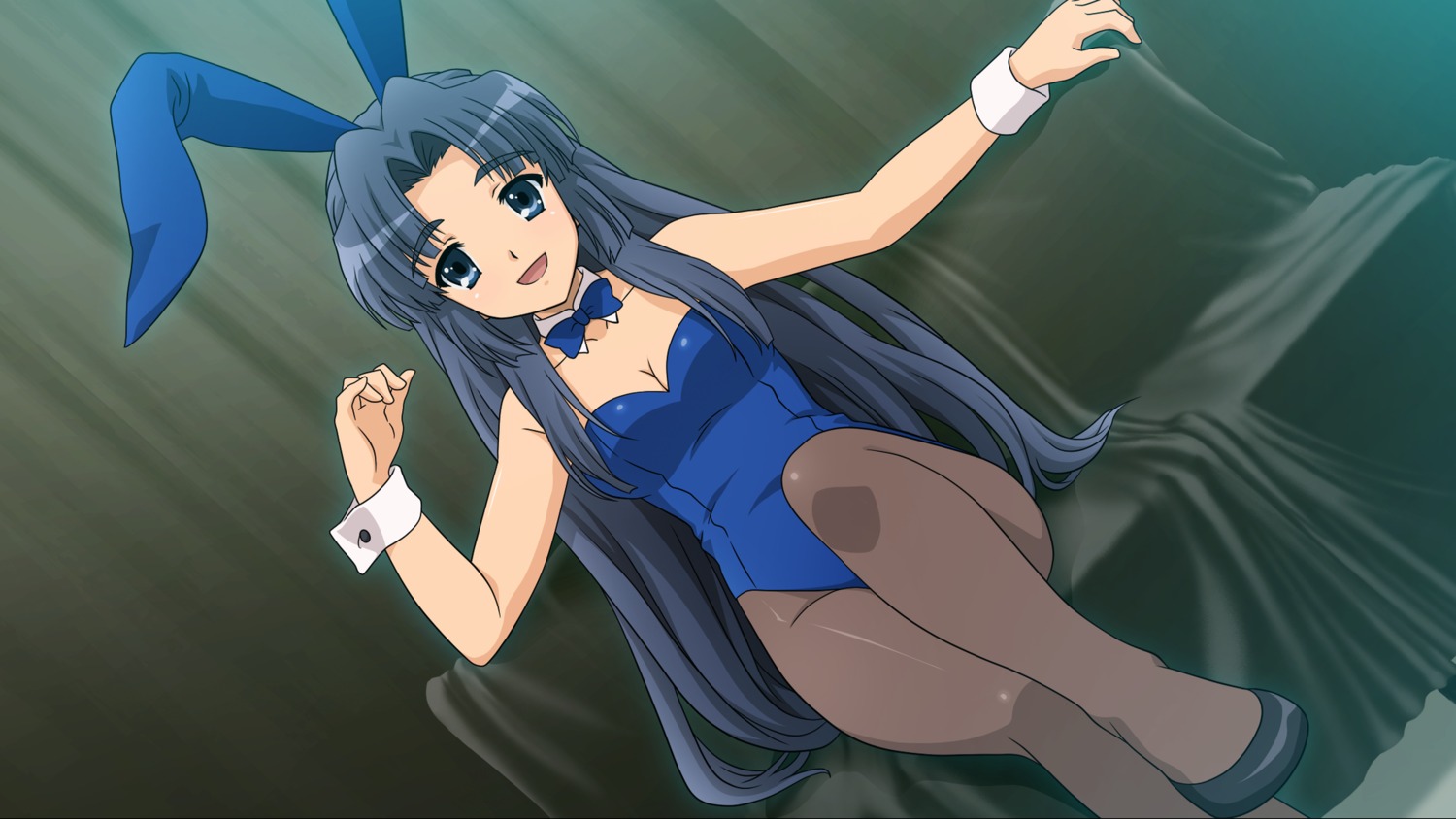 animal_ears asakura_ryouko bunny_ears bunny_girl cleavage game_cg pantyhose suzumiya_haruhi_no_tsuisou suzumiya_haruhi_no_yuuutsu