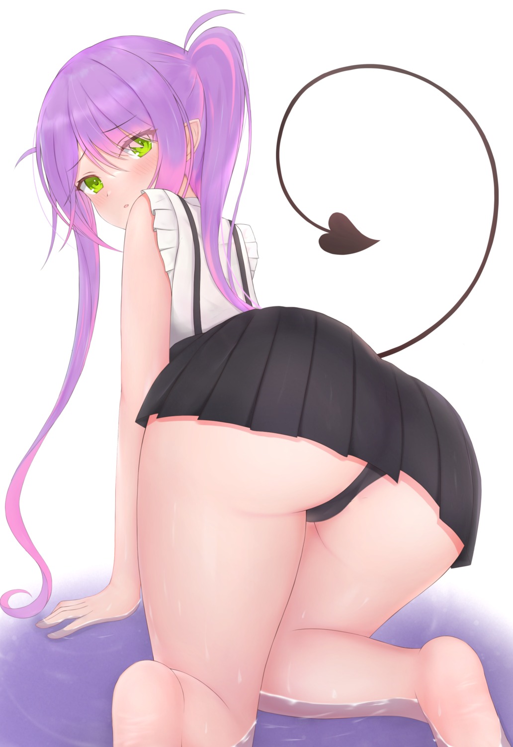 ass chocomaru hololive pantsu skirt_lift tail thong tokoyami_towa wet