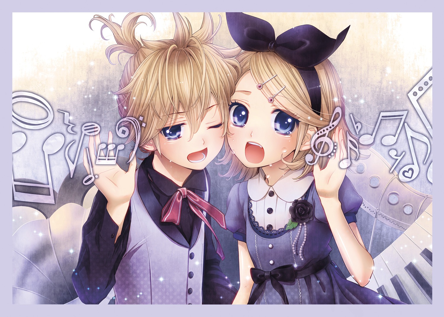 dress hima_(ab_gata) kagamine_len kagamine_rin vocaloid