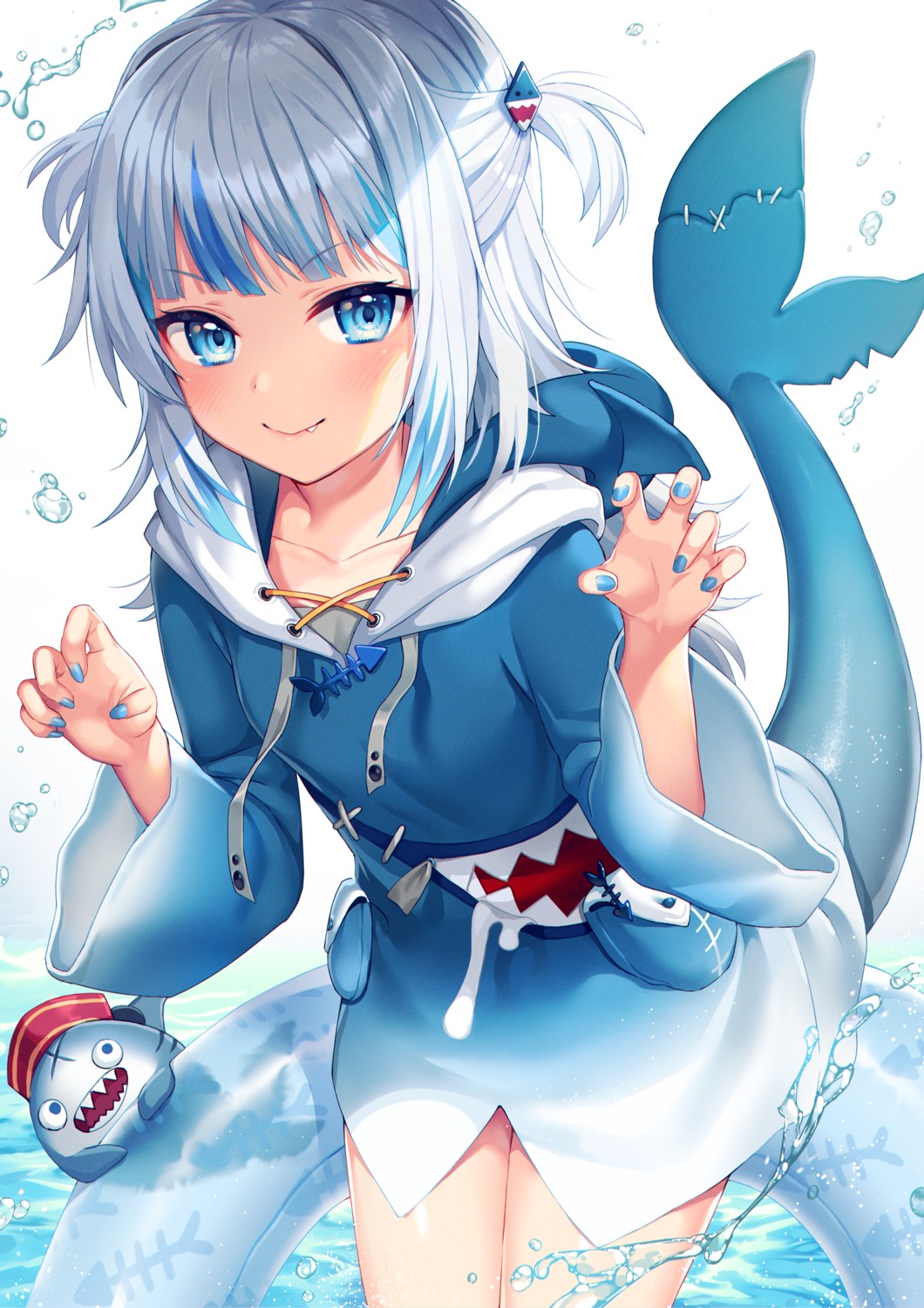 gawr_gura hololive hololive_english satchely skirt_lift tail wet