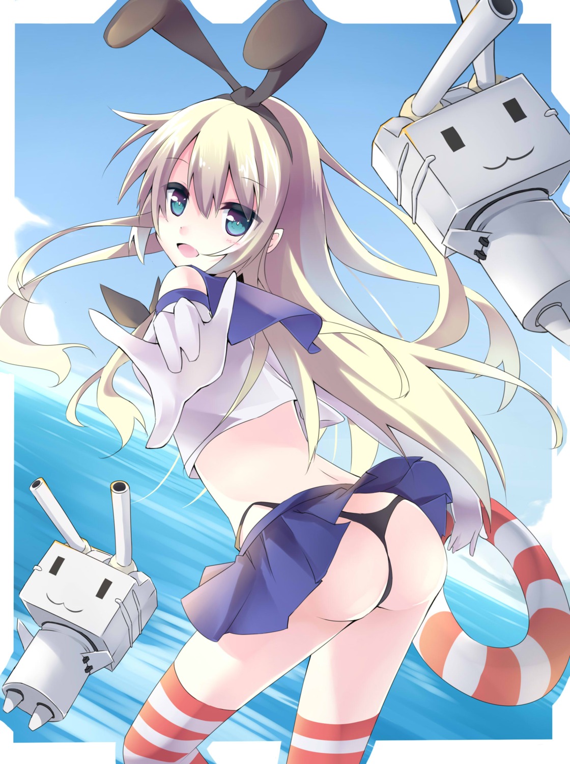 ass kantai_collection makadamixa rensouhou-chan shimakaze_(kancolle) soru22 thighhighs thong