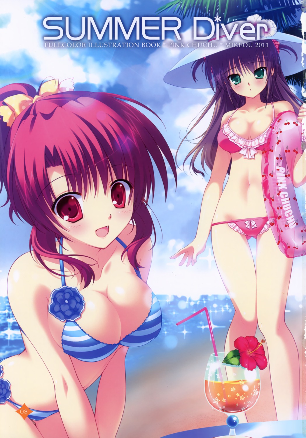 bikini cleavage mikeou pink_chuchu swimsuits