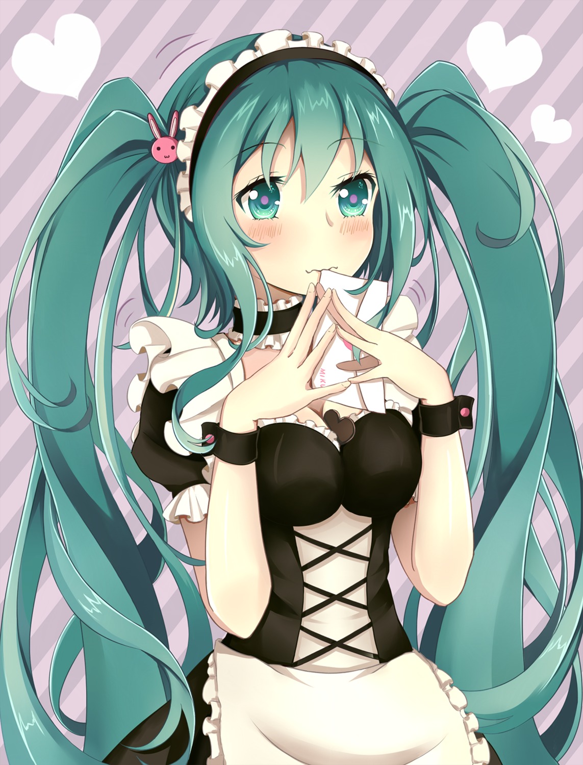 cleavage hatsune_miku lucky_lcr maid vocaloid