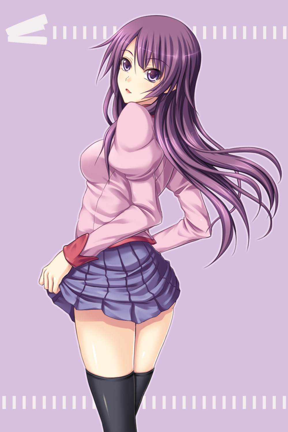 bakemonogatari monogatari_(series) seifuku senjougahara_hitagi thighhighs tomifumi