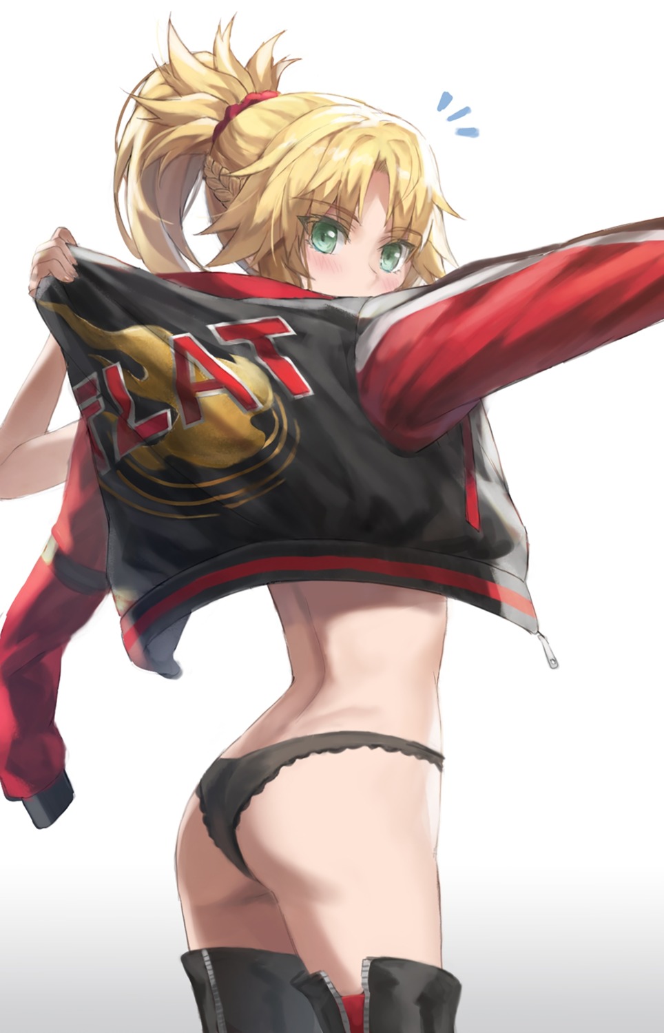 ass fate/apocrypha fate/stay_night mordred_(fate) pantsu thighhighs thong tonee undressing