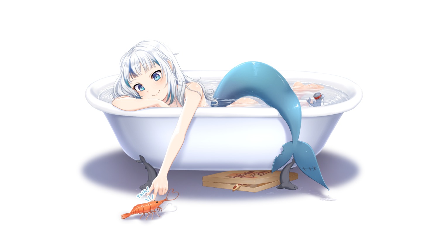 bathing gawr_gura hololive hololive_english naked tagme tail wallpaper wet