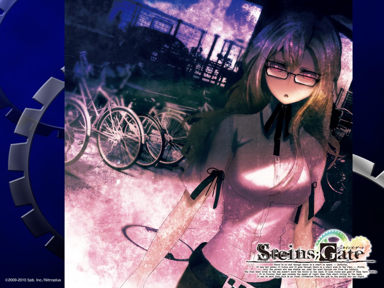 huke jpeg_artifacts kiryu_moeka megane steins;gate wallpaper