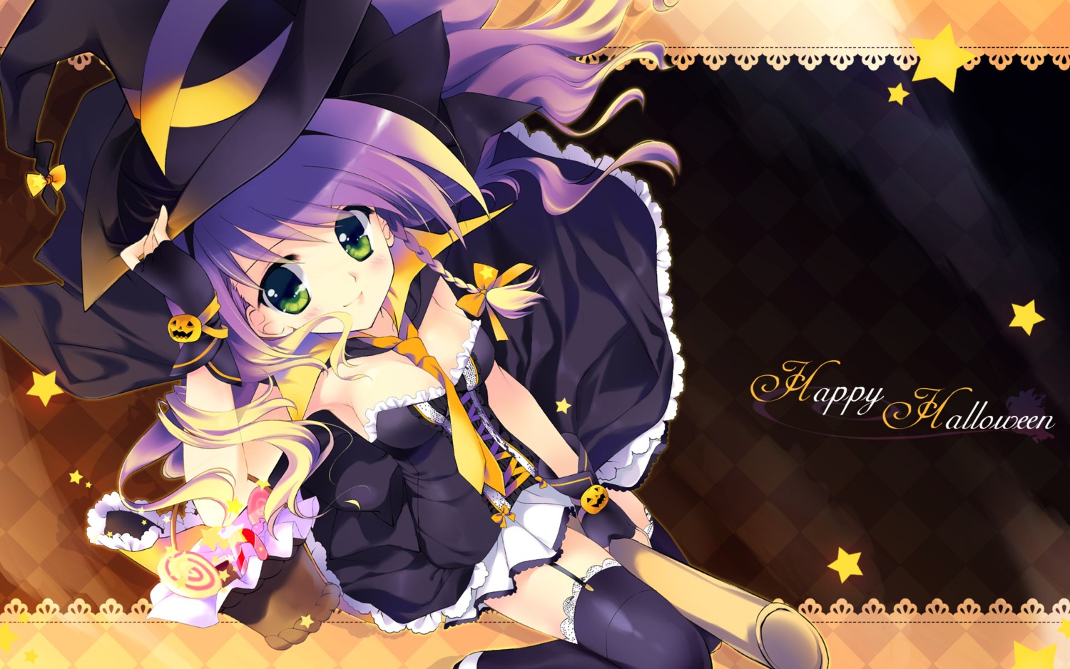 cleavage dress halloween rei thighhighs wallpaper witch