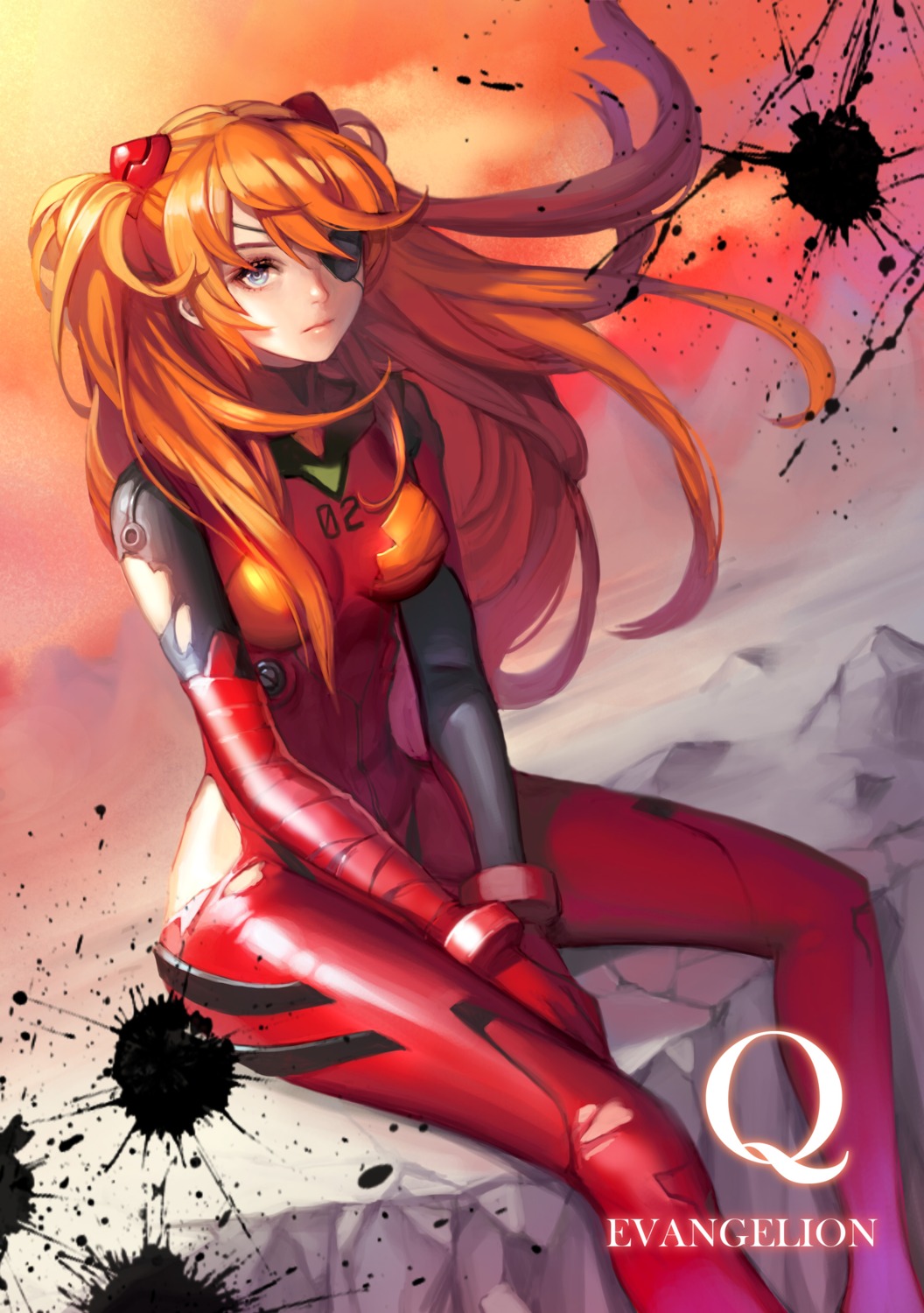 ask_(dreaming_cat) bodysuit eyepatch neon_genesis_evangelion souryuu_asuka_langley torn_clothes