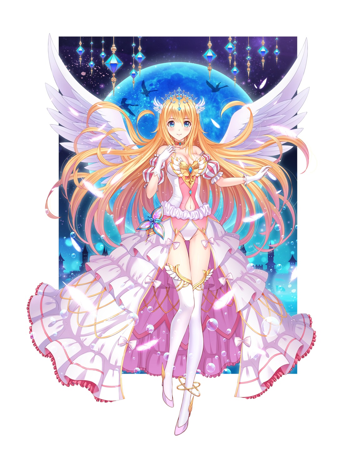 cleavage dress heels ltt_challenger no_bra thighhighs wings